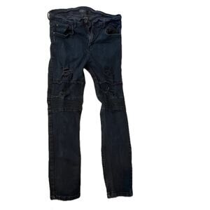 GS-115 Streetwear Slim Leg Distressed Jeans Mens 32x28